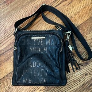 Steve Madden Black Embossed Shoulder Bag